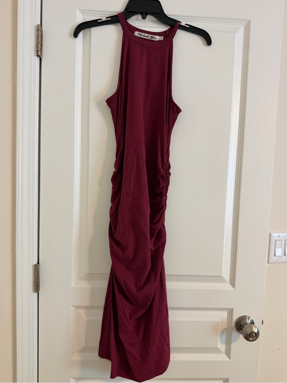 Michael Stars Women's Burgundy Ruched Halter Maxi Dress, size M